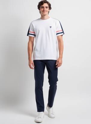 Tricou broderie mâneci scurte alb CAMBERABERO bărbat