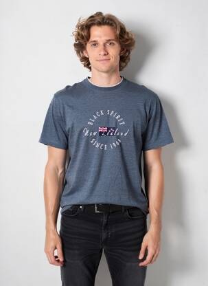 Tricou broderie mâneci scurte albastru CAMBERABERO bărbat