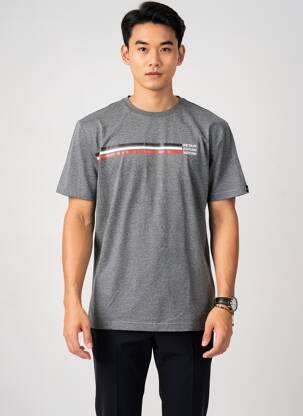 Tricou broderie mâneci scurte gri CAMBERABERO bărbat