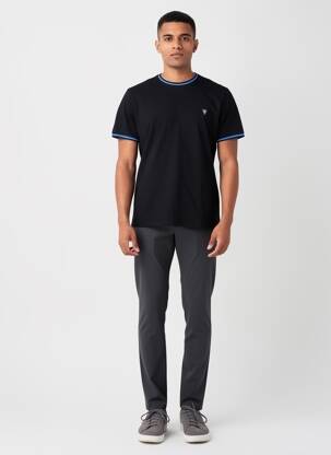 Tricou broderie mâneci scurte negru CAMBERABERO bărbat
