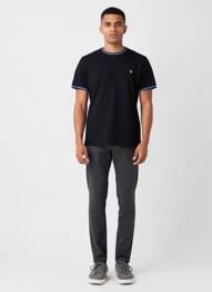 Tricou broderie mâneci scurte negru CAMBERABERO bărbat