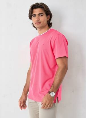 Tricou croială cambrată mâneci scurte roz CAMBERABERO bărbat