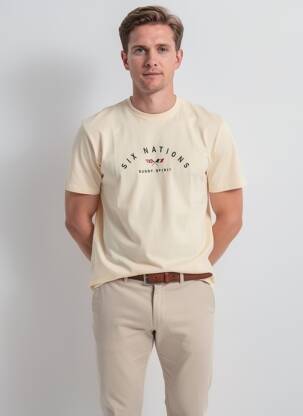 Tricou broderie mâneci scurte galben CAMBERABERO bărbat