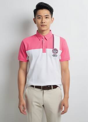 Tricou broderie mâneci scurte roz CAMBERABERO bărbat