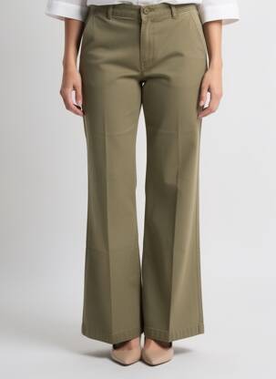 Pantalon evazat talie cu cleme talie joasă verde REIKO femeie