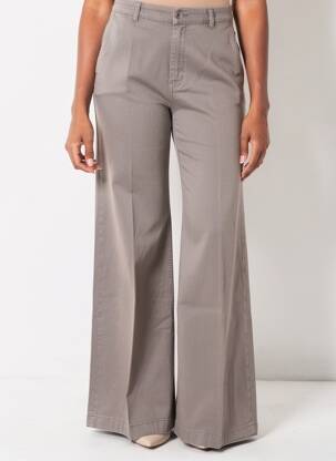 Pantalon evazat talie cu cleme talie joasă maro REIKO femeie