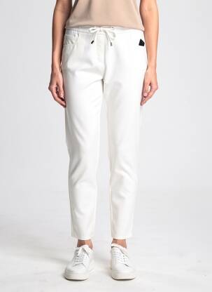 Pantalon slim talie elastică mărime normală alb FRANK WALDER femeie