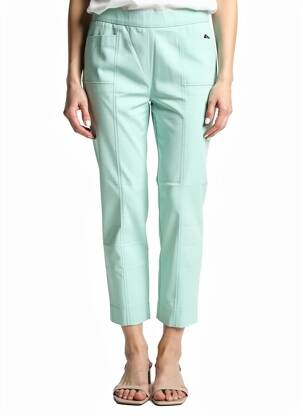 Pantalon 7/8 țesătură poplin mărime normală verde FRANK WALDER femeie