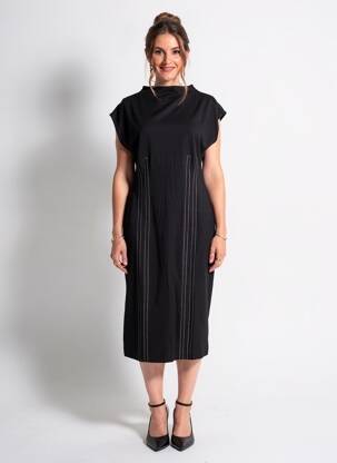 Rochie midi mâneci scurte mâneci scurte negru ESCORPION femeie