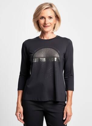 Tricou mâneci 3/4 mâneci 3/4 negru FRANK WALDER femeie