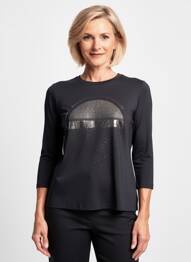 Tricou mâneci 3/4 mâneci 3/4 negru FRANK WALDER femeie