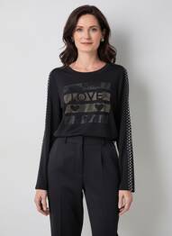 Tricou mâneci lungi mâneci lungi negru DOLCEZZA femeie