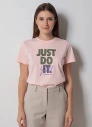 Tricou serigrafie flockată mâneci scurte roz NIKE femeie