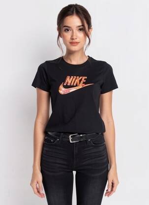 Tricou serigrafie flockată mâneci scurte negru NIKE femeie
