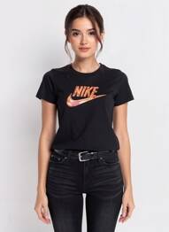 Tricou serigrafie flockată mâneci scurte negru NIKE femeie