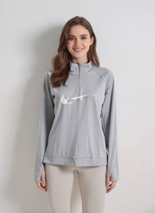 Tricou mâneci lungi mâneci lungi gri NIKE femeie