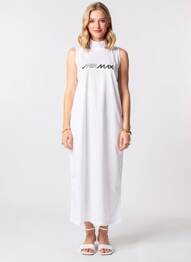 Rochie lungă fără mâneci fără mâneci alb NIKE femeie