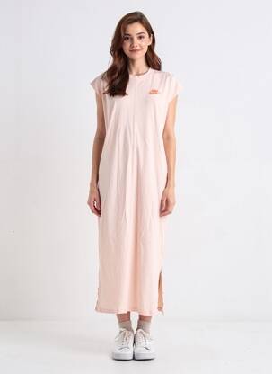 Rochie lungă mâneci scurte mâneci scurte roz NIKE femeie