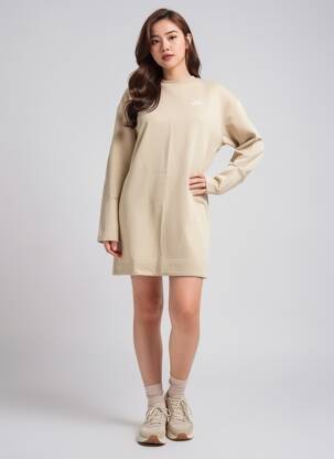 Rochie scurtă mâneci lungi mâneci lungi bej NIKE femeie