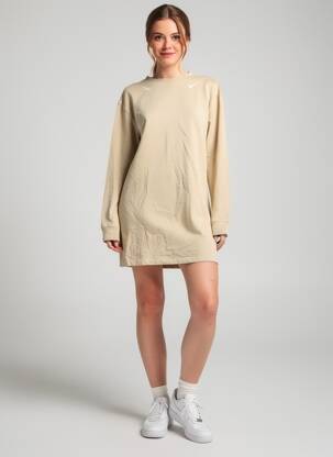 Rochie scurtă mâneci lungi mâneci lungi bej NIKE femeie