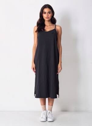Rochie lungă bretele subțiri bretele subțiri negru NIKE femeie