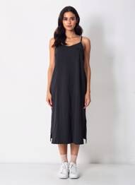 Rochie lungă bretele subțiri bretele subțiri negru NIKE femeie