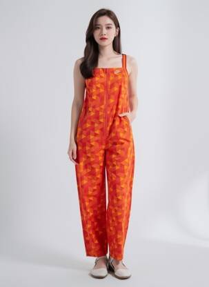 Salopetă-pantalon bretele subțiri bretele subțiri portocalie NIKE femeie
