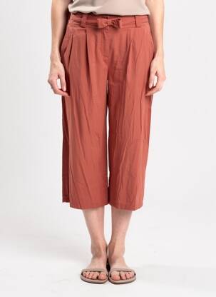 Pantalon trei sferturi talie elastică mărime normală roșu COULEURS DU TEMPS femeie