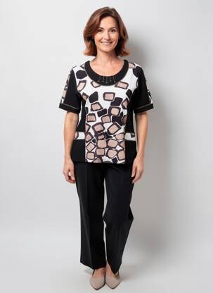 Tricou elasticitate mâneci scurte negru GUY DUBOUIS femeie