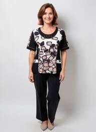 Tricou elasticitate mâneci scurte negru GUY DUBOUIS femeie