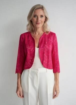 Bolero efect material satinat roz FRANCE RIVOIRE femeie