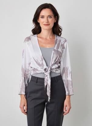 Cardigan petrecut plasă fină gri MERI & ESCA femeie