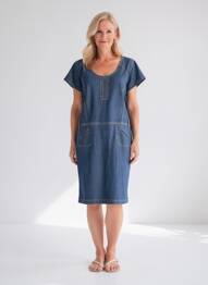 Rochie midi închidere cu fermoar la spate mâneci scurte albastru MERI & ESCA femeie