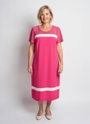 Rochie midi mâneci scurte mâneci scurte roz GUY DUBOUIS femeie