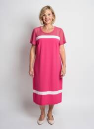 Rochie midi mâneci scurte mâneci scurte roz GUY DUBOUIS femeie