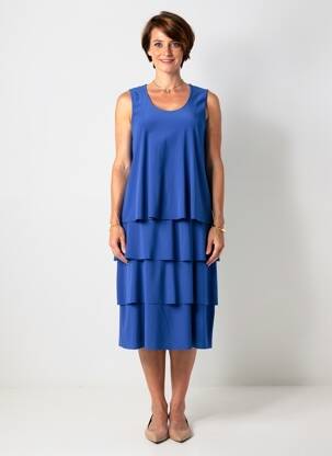 Rochie midi croială fluidă fără mâneci albastru IMPULSION femeie