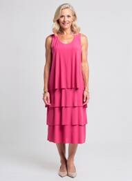 Rochie midi croială fluidă fără mâneci roz GUY DUBOUIS femeie