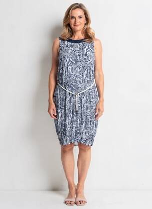 Rochie midi imprimeu fantezie fără mâneci albastru MERI & ESCA femeie