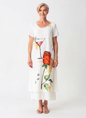 Rochie lungă mâneci scurte mâneci scurte alb MERI & ESCA femeie