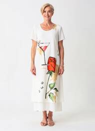 Rochie lungă mâneci scurte mâneci scurte alb MERI & ESCA femeie