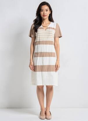 Rochie midi închidere cu fermoar la spate mâneci scurte alb MERI & ESCA femeie