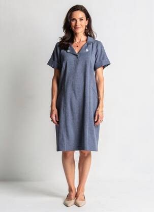Rochie midi mâneci scurte mâneci scurte albastru FRANCE RIVOIRE femeie