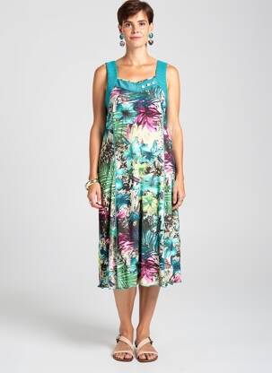 Rochie midi imprimeu floral fără mâneci albastru FRANCE RIVOIRE femeie