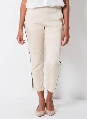 Pantalon 7/8 țesătură poplin mărime normală bej VERO MODA femeie