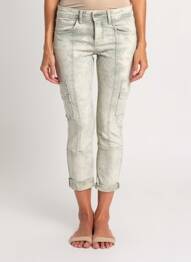 Pantalon trei sferturi talie joasă talie joasă verde STREET ONE femeie