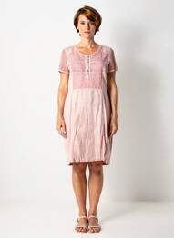 Rochie midi țesătură crep mâneci scurte roz MERI & ESCA femeie