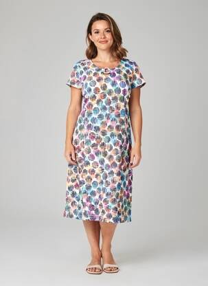 Rochie midi țesătură crep mâneci scurte albastru FRANCE RIVOIRE femeie