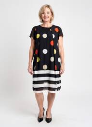 Rochie midi croială fluidă mâneci scurte negru GUY DUBOUIS femeie