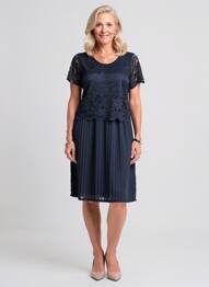 Rochie midi mâneci scurte mâneci scurte albastru GUY DUBOUIS femeie