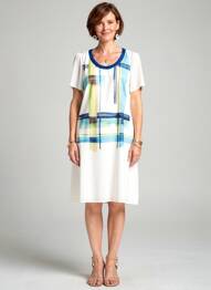 Rochie midi croială fluidă mâneci scurte albastru GUY DUBOUIS femeie